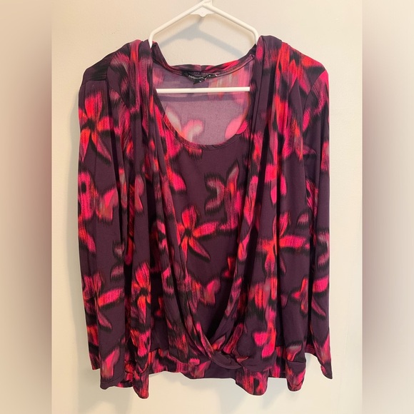 Addition Elle 3X Purple & Pink Abstract Print Long Sleeve Top - Picture 5 of 7